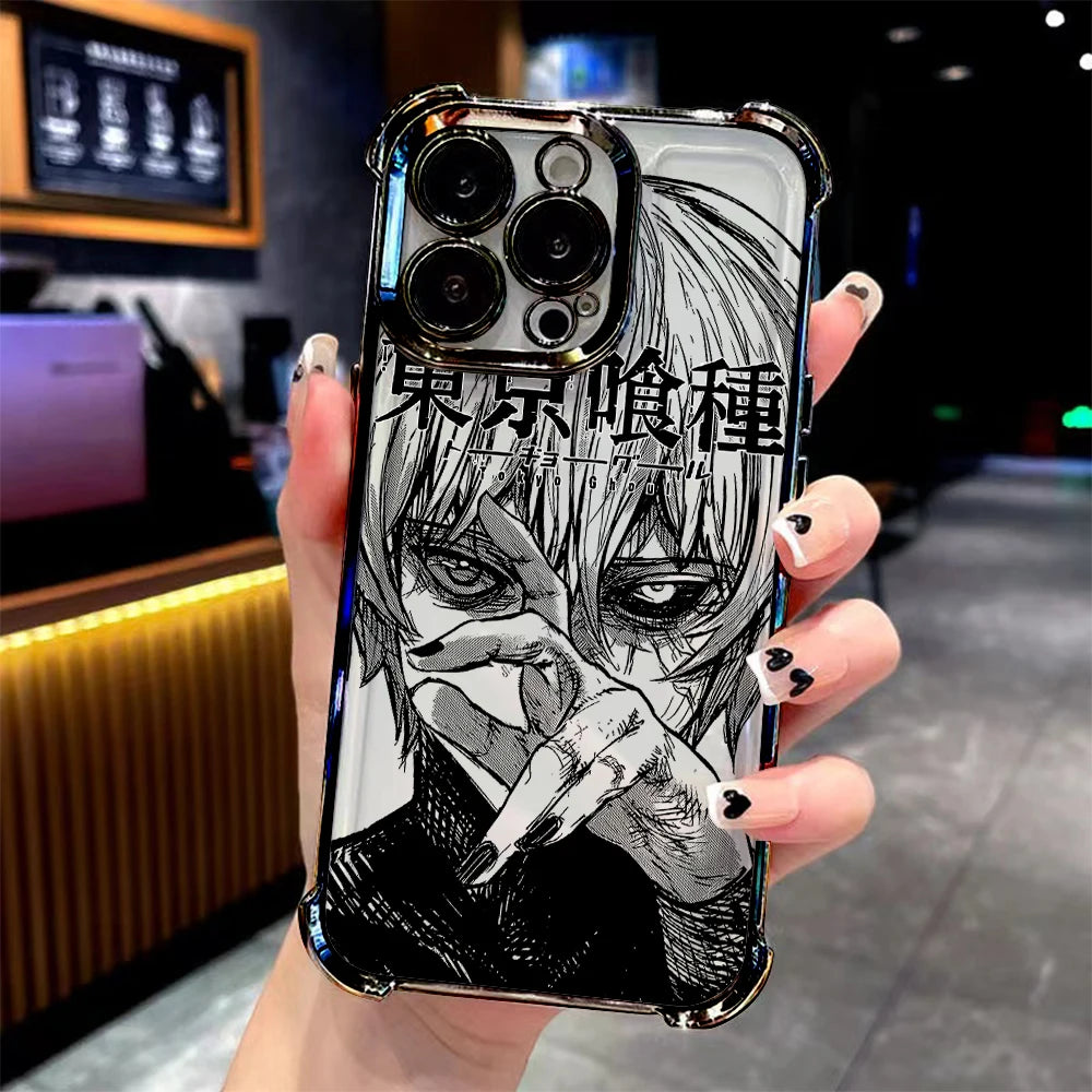 Anime cool Tokyo Ghoul Plating Phone Case For Samsung S25 S24 S23 S22 S21 S20 FE Note20 Edge Plus Ultra 4G 5G Anti Fall Airbag