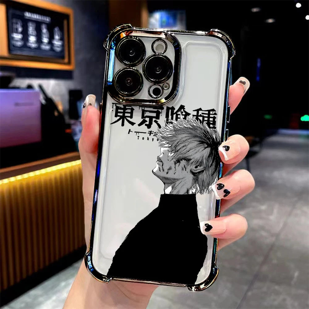 Anime cool Tokyo Ghoul Plating Phone Case For Samsung S25 S24 S23 S22 S21 S20 FE Note20 Edge Plus Ultra 4G 5G Anti Fall Airbag