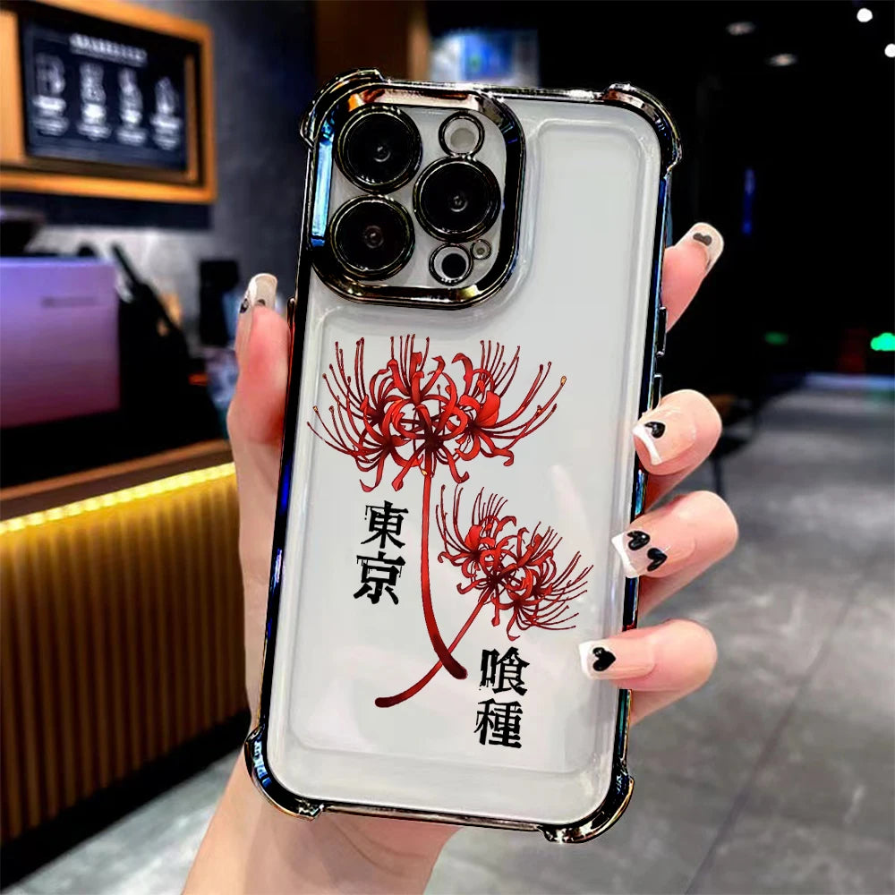 Anime cool Tokyo Ghoul Plating Phone Case For Samsung S25 S24 S23 S22 S21 S20 FE Note20 Edge Plus Ultra 4G 5G Anti Fall Airbag